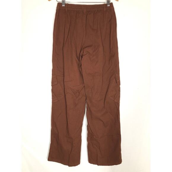 bp Pants Cotton Blend Utility High Rise Wide Leg Cargo Trouser Brown Fondant 26 - Picture 4 of 8